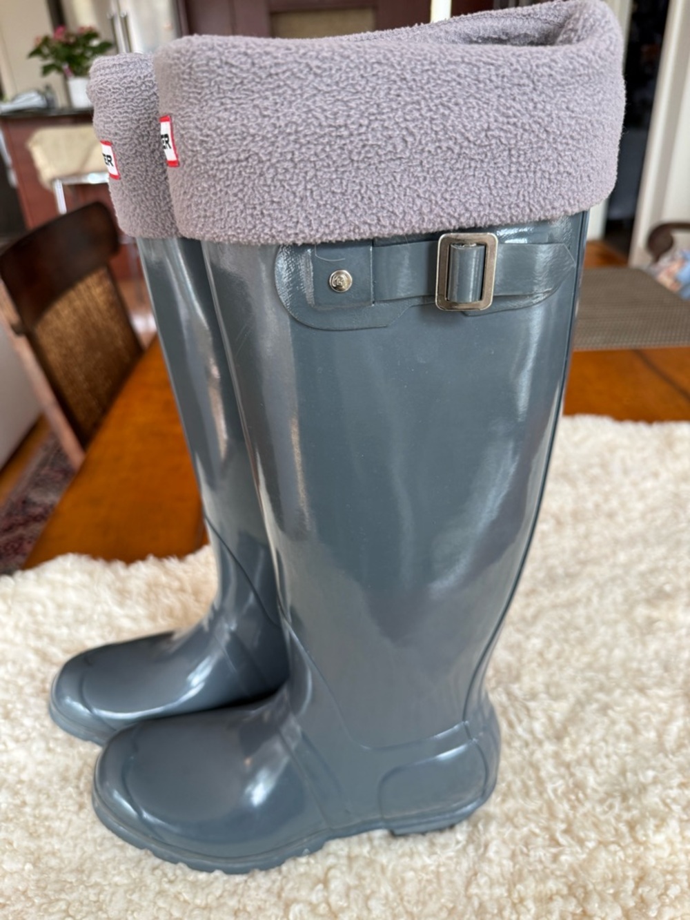 Hunter Gloss Tall Rain Boots in Charcoal - Picture 4 of 8